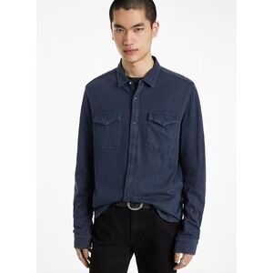 John Varvatos Arvon Western Shirt Mens XL‎ Pacific Blue Button Down Rodeo Casual